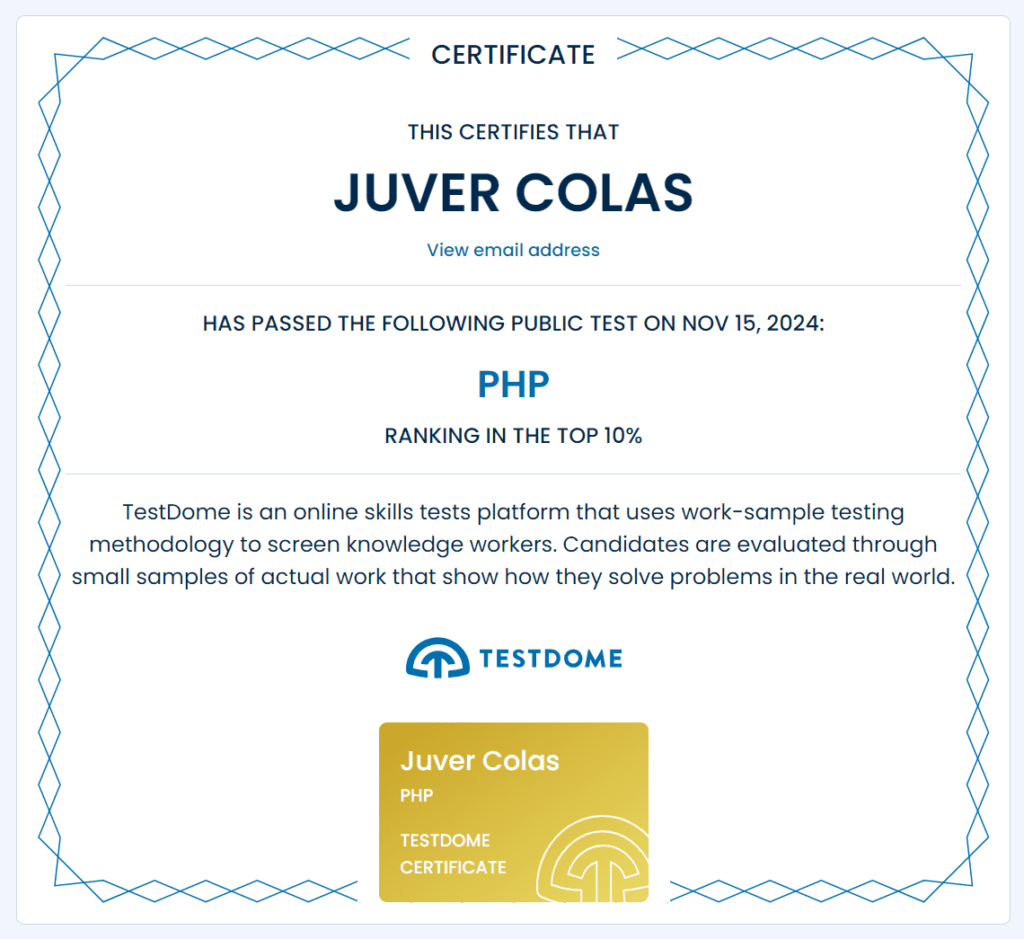 Juver Colas - PHP